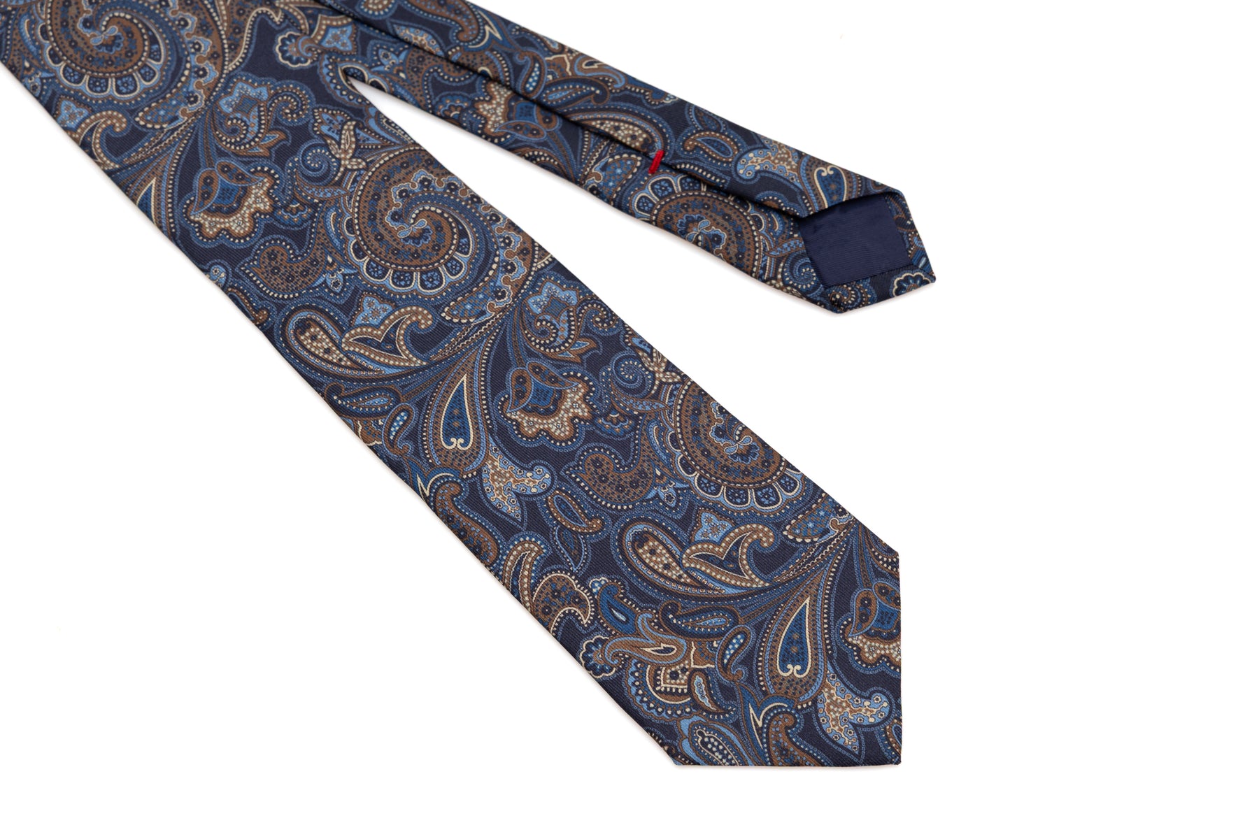 Blue background tie with paisley pattern pure silk
