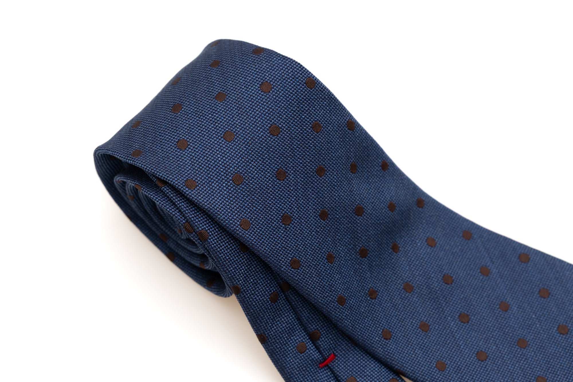 Blue tie with brown polka dots 100% silk