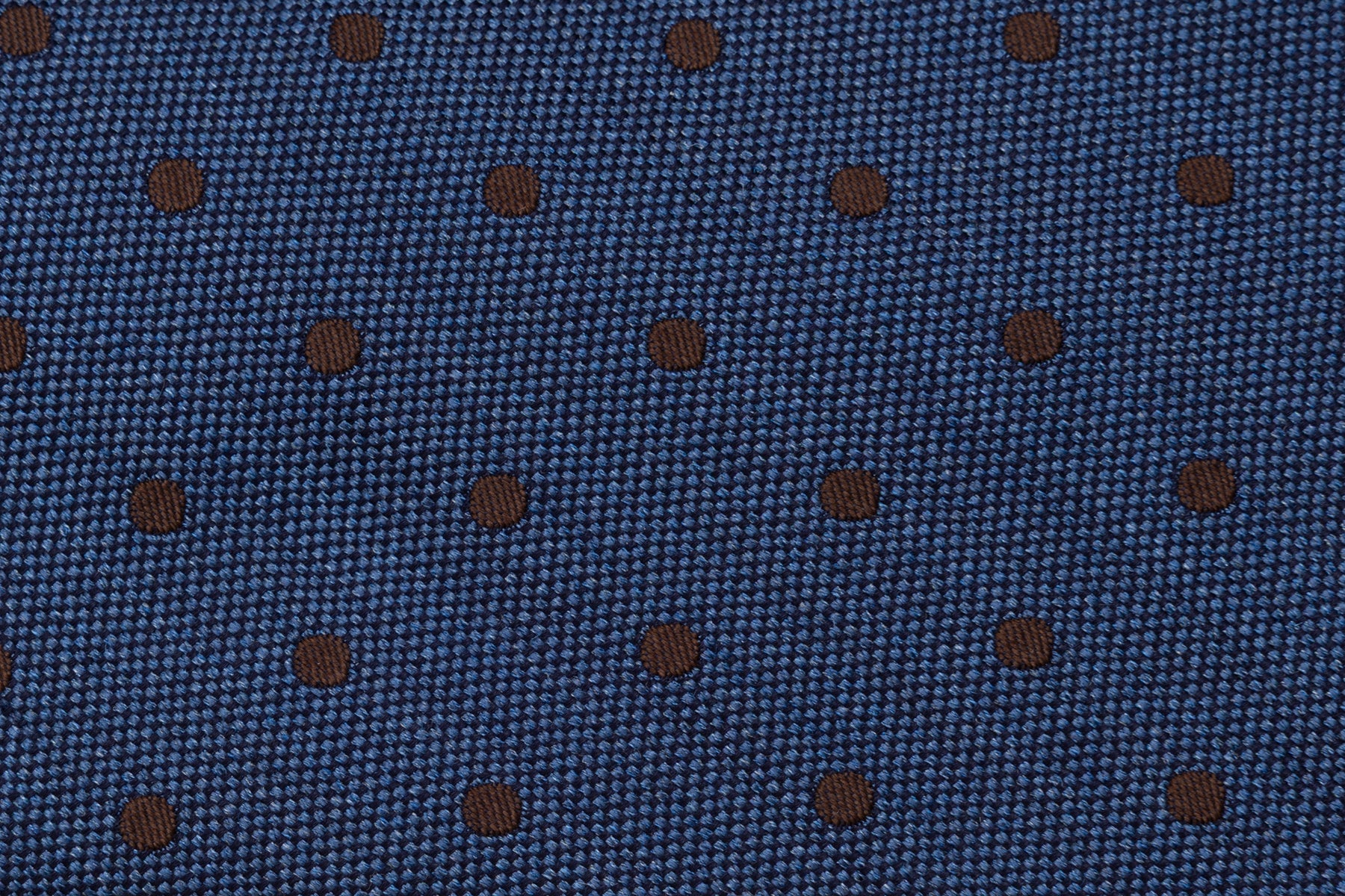 Blue tie with brown polka dots 100% silk