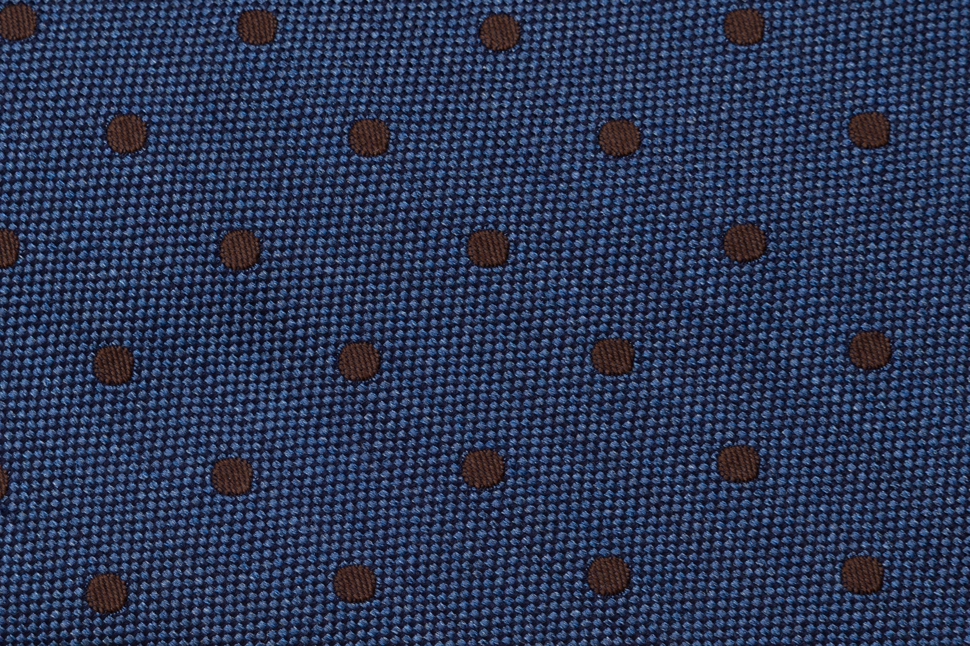 Blue tie with brown polka dots 100% silk