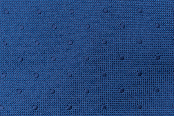 Blue tie with embroidered polka dots in pure silk