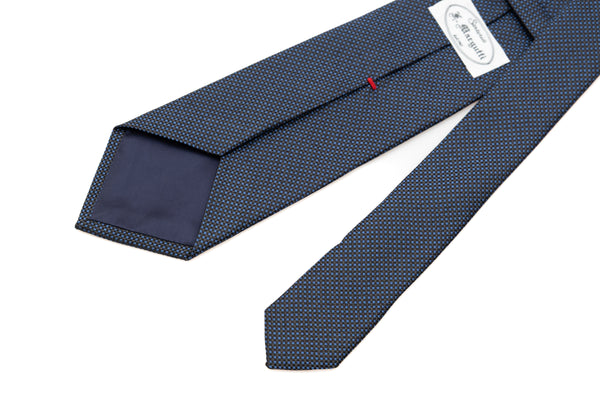 Blue tie with light polka dot embroidery pure silk