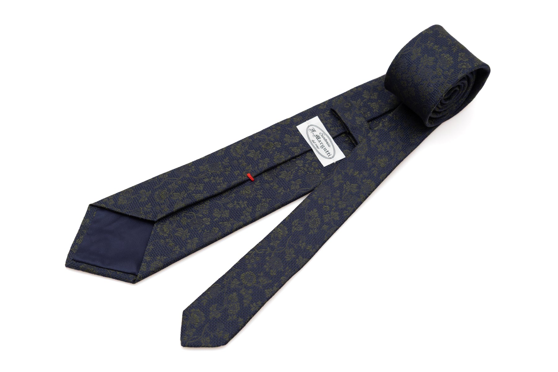 Corbata azul con bordado floral 100% seda