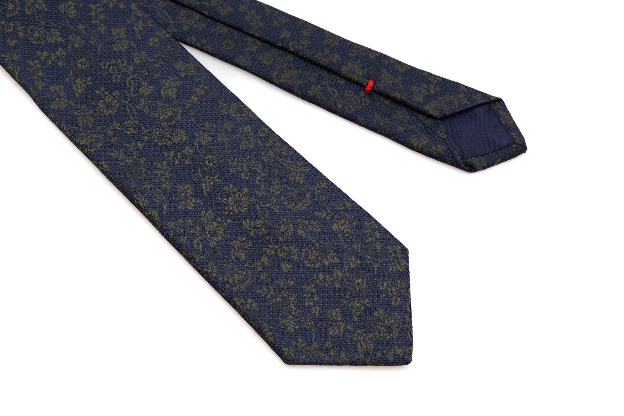 Blue tie with floral embroidery 100% silk
