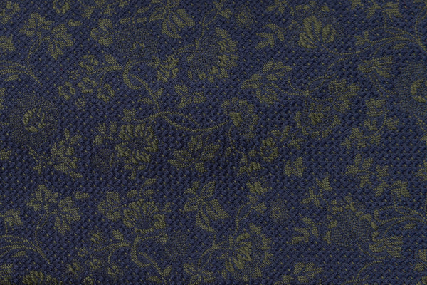 Cravate bleue avec broderie florale 100 % soie