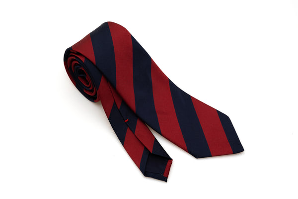 Regimental tie in red and blue pure silk