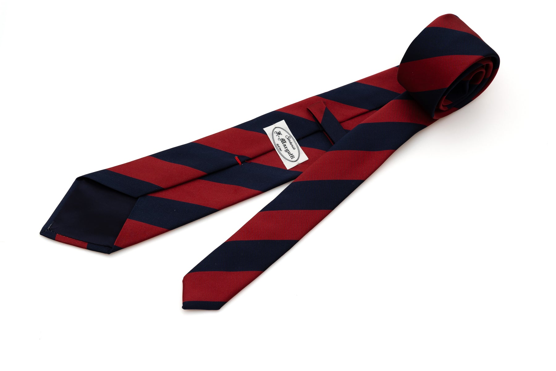 Regimental tie in red and blue pure silk