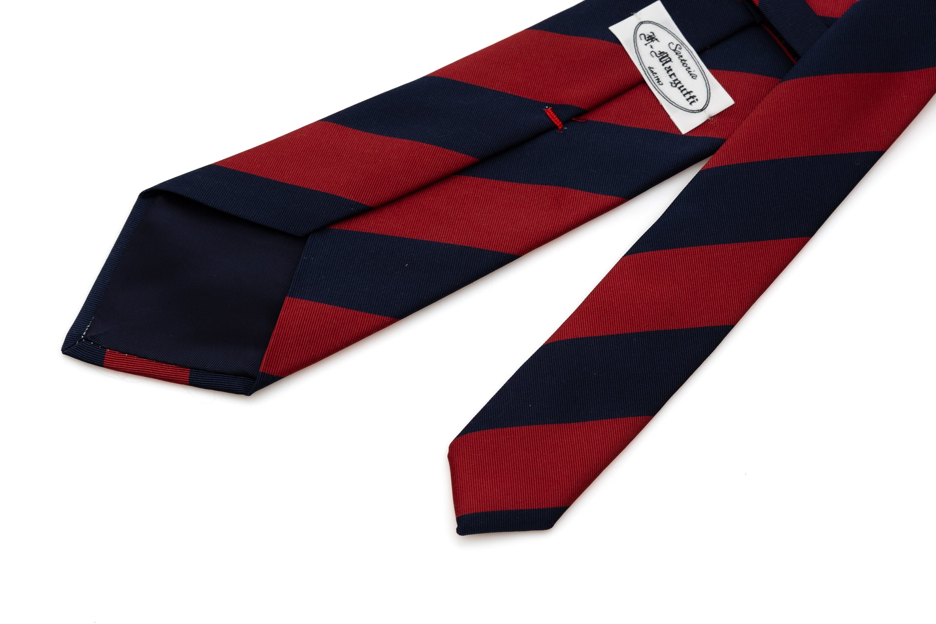 Regimental tie in red and blue pure silk