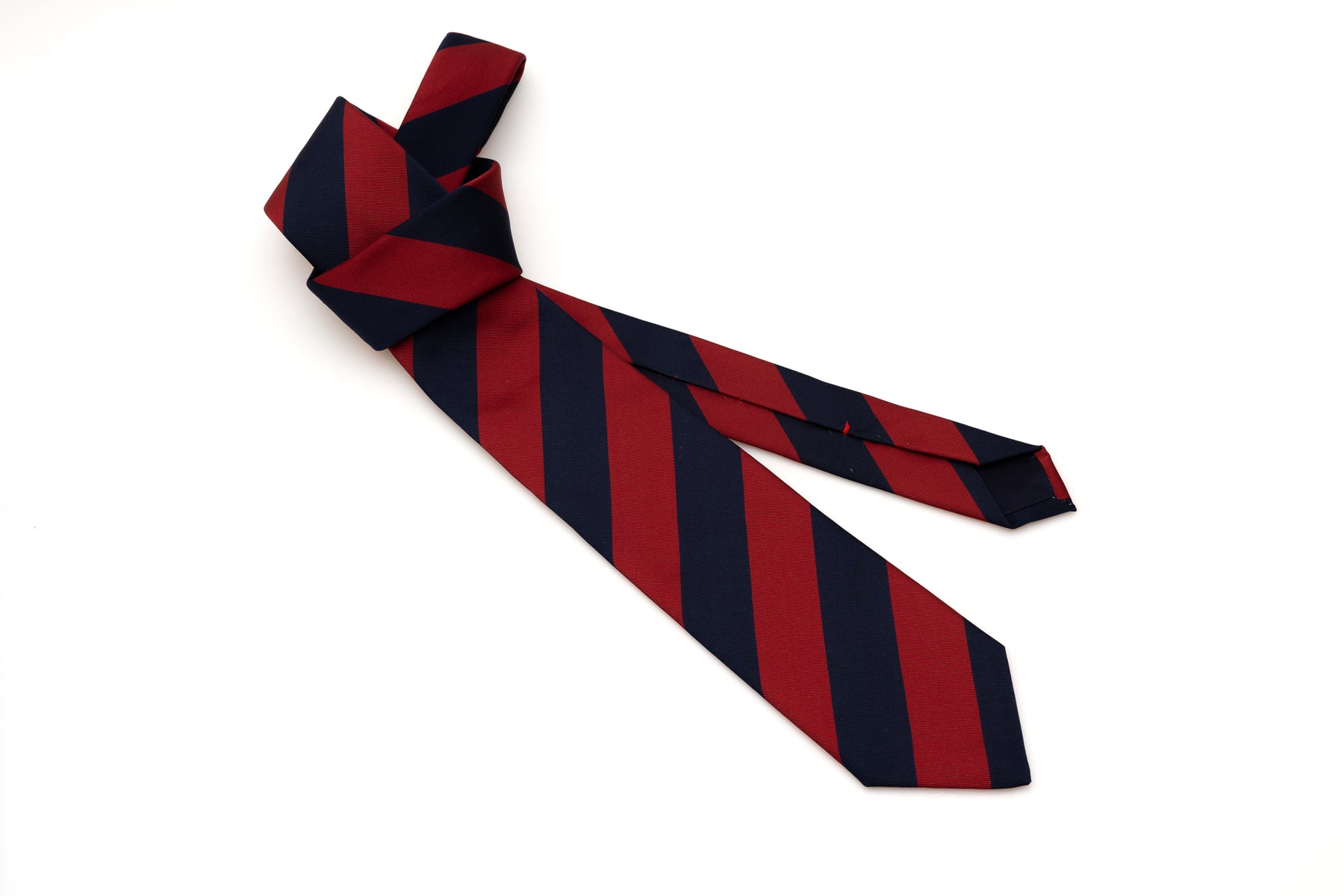 Regimental tie in red and blue pure silk