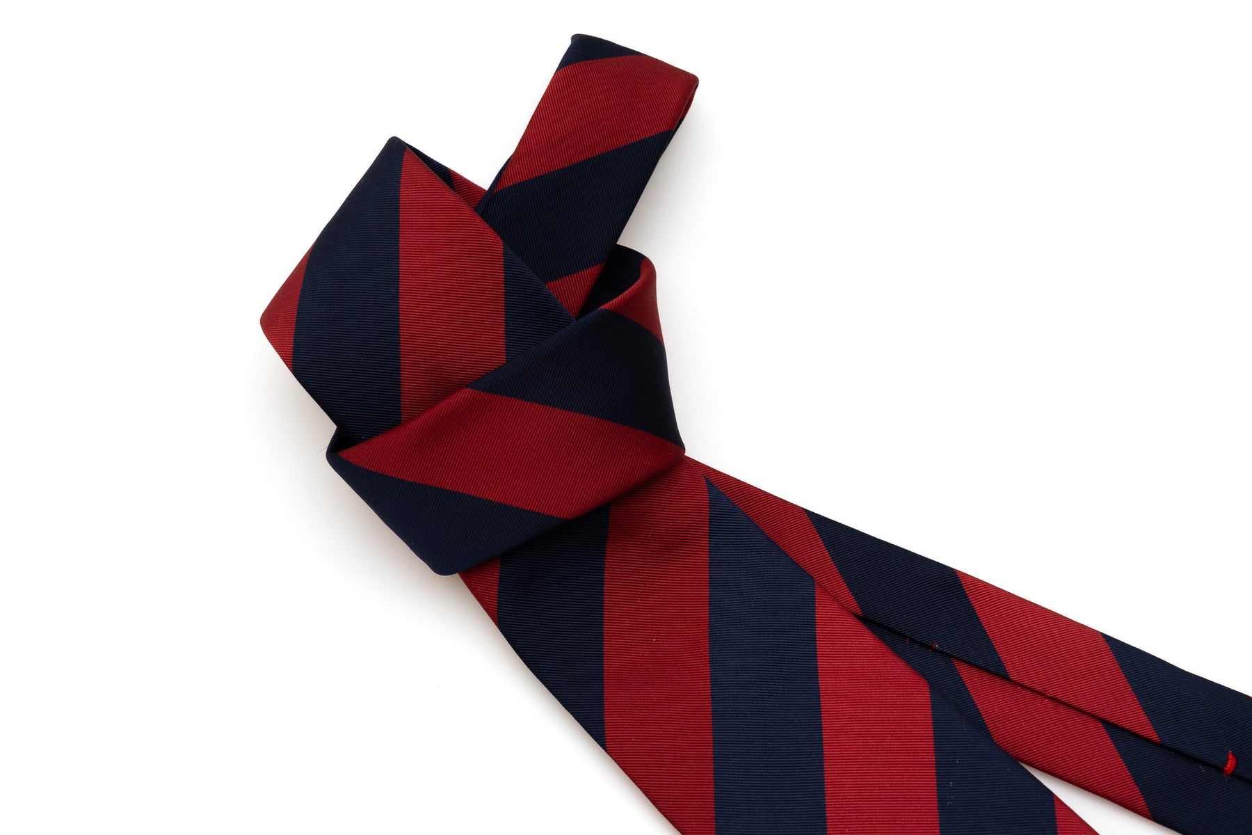 Regimental tie in red and blue pure silk