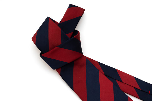 Regimental tie in red and blue pure silk