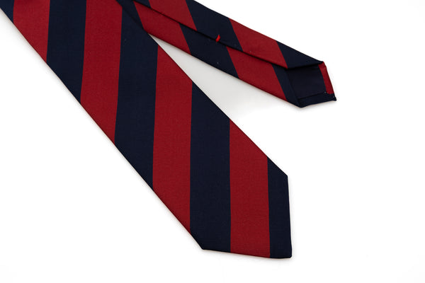 Regimental tie in red and blue pure silk