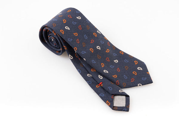 Cravatta artigianale sartoria fatta a mano blu