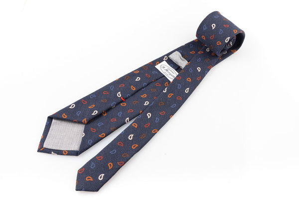 Cravatta artigianale sartoria fatta a mano blu