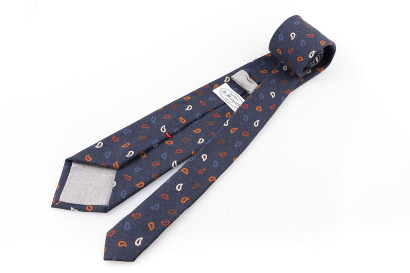 Cravatta artigianale sartoria fatta a mano blu