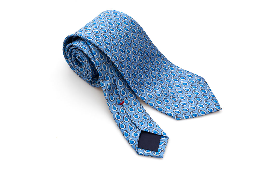 Light blue tie with drops in pure silk