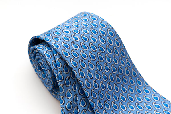 Light blue tie with drops in pure silk
