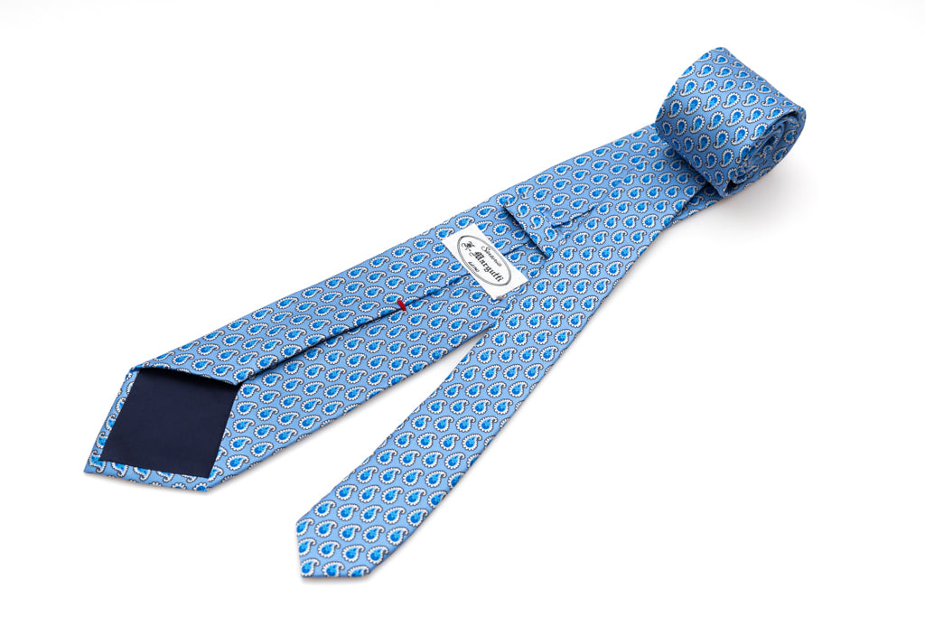 Light blue tie with drops in pure silk