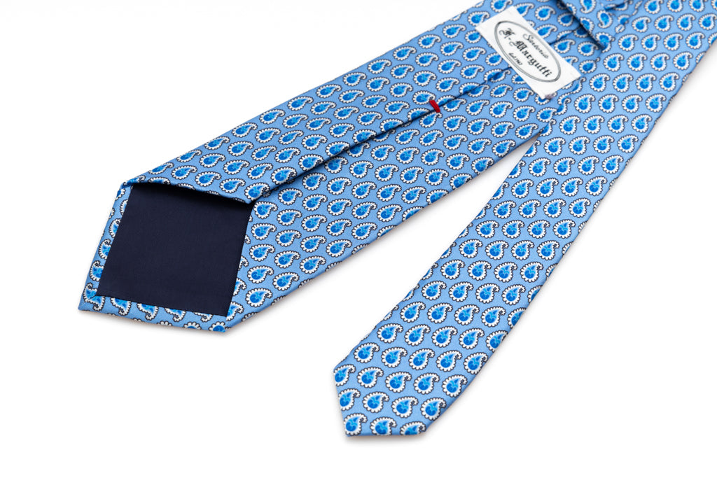 Light blue tie with drops in pure silk