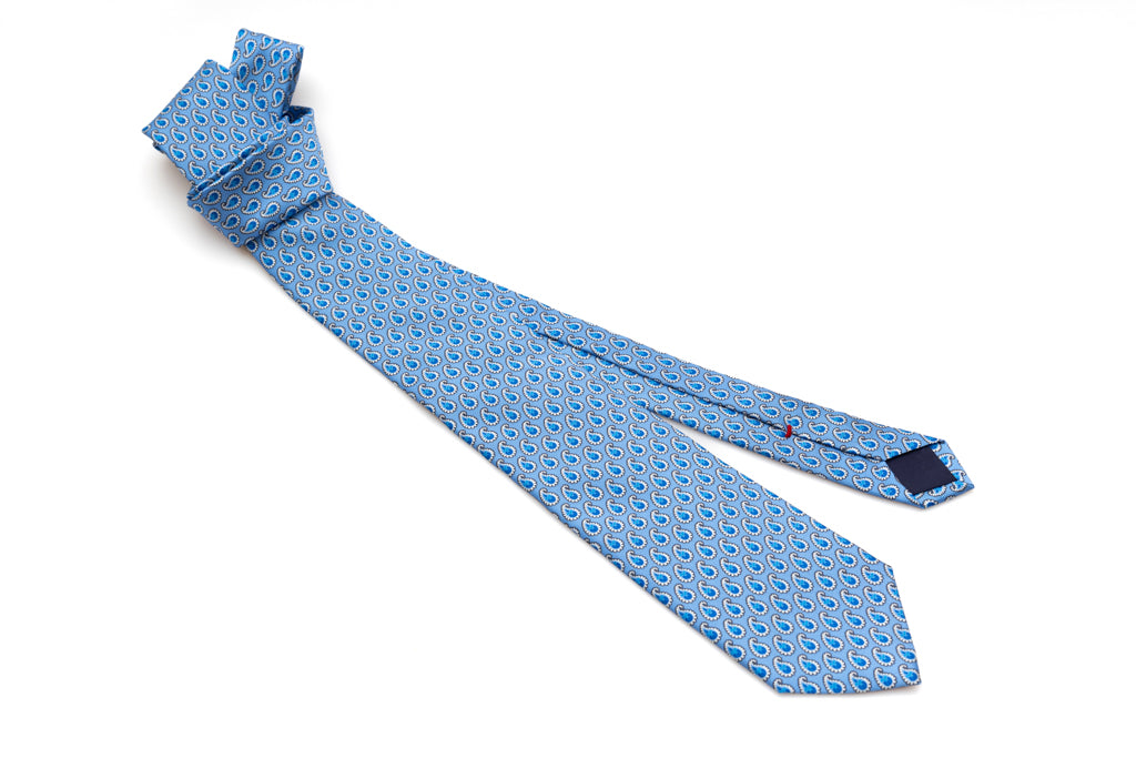 Light blue tie with drops in pure silk