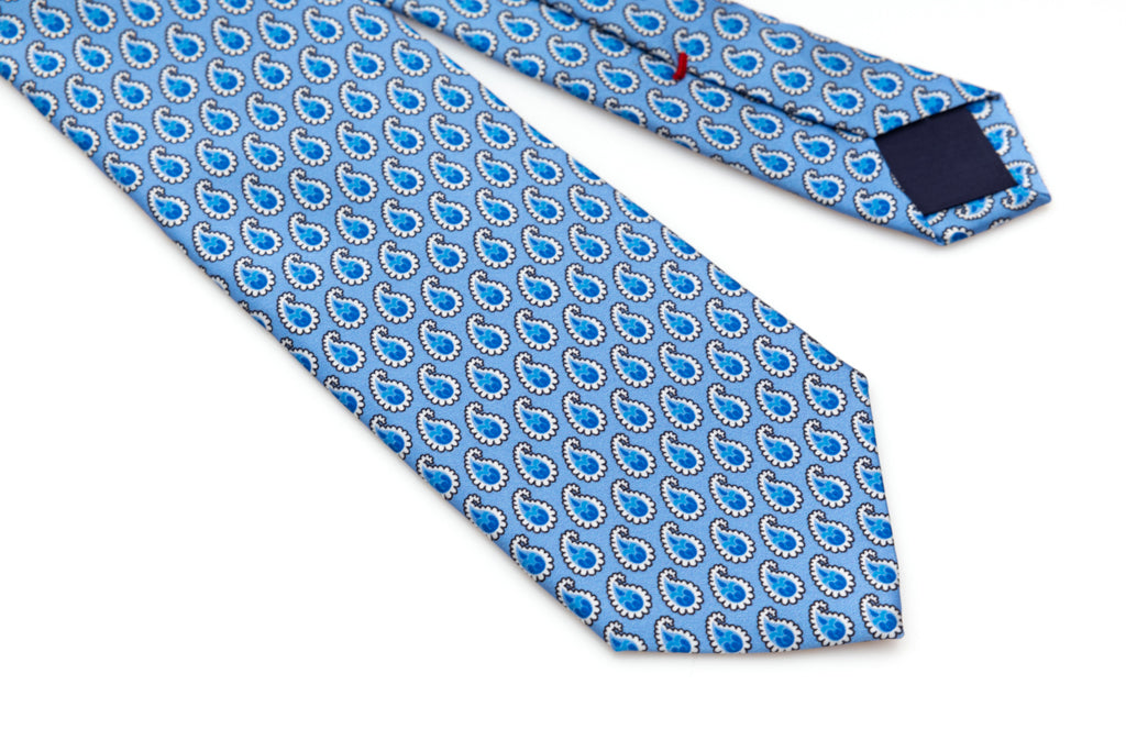 Light blue tie with drops in pure silk