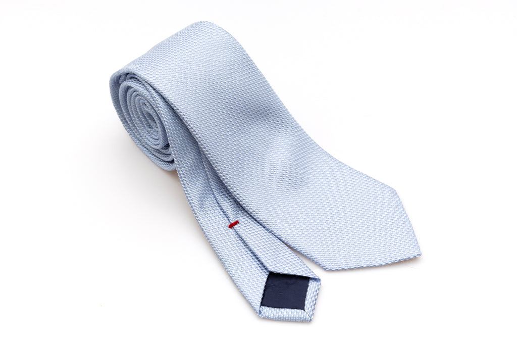 Light blue embroidered pure silk tie