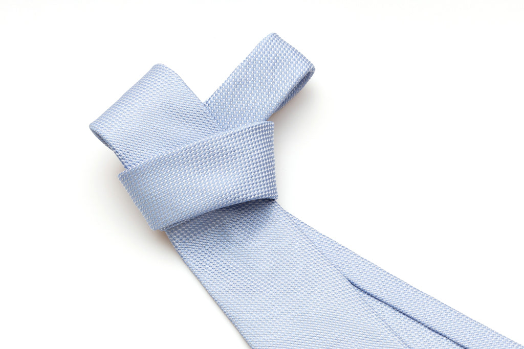 Light blue embroidered pure silk tie