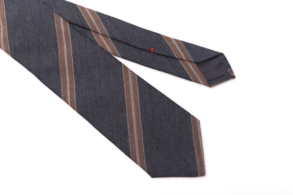 Gray regimental tie in pure wool