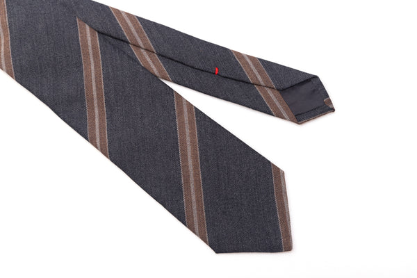 Gray regimental tie in pure wool
