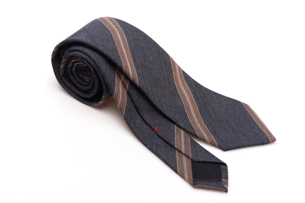 Gray regimental tie in pure wool