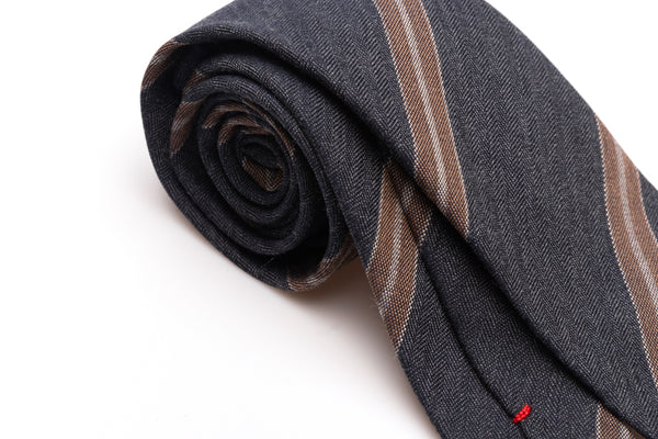 Gray regimental tie in pure wool