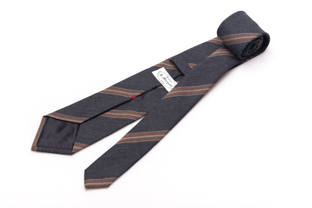 Gray regimental tie in pure wool