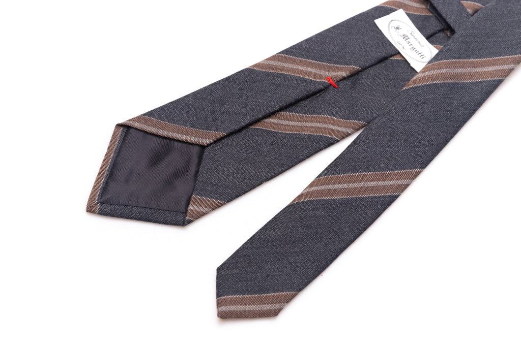 Gray regimental tie in pure wool