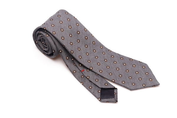 Gray tie in mixed wool and silk