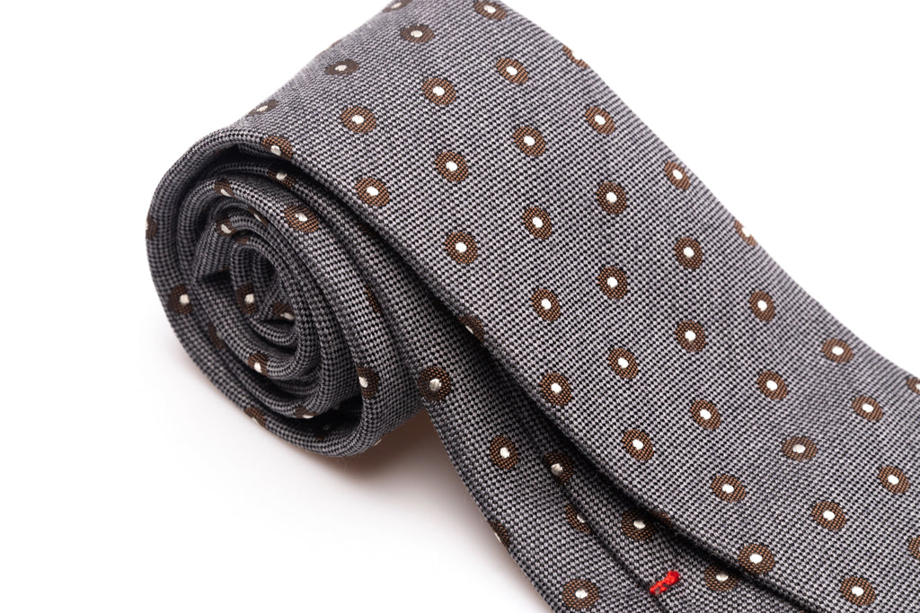 Grijze stropdas van gemengde wol en zijde