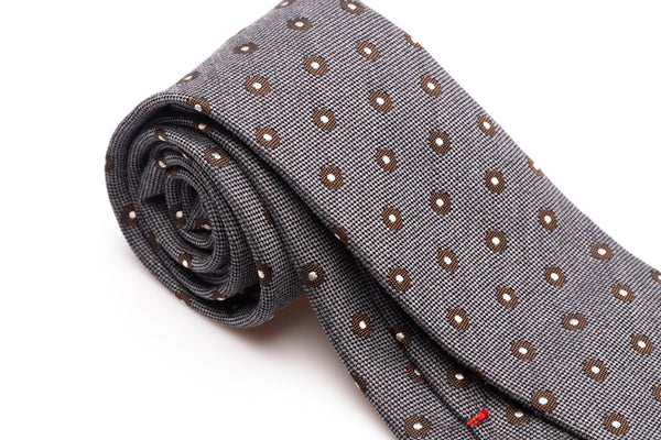 Grijze stropdas van gemengde wol en zijde