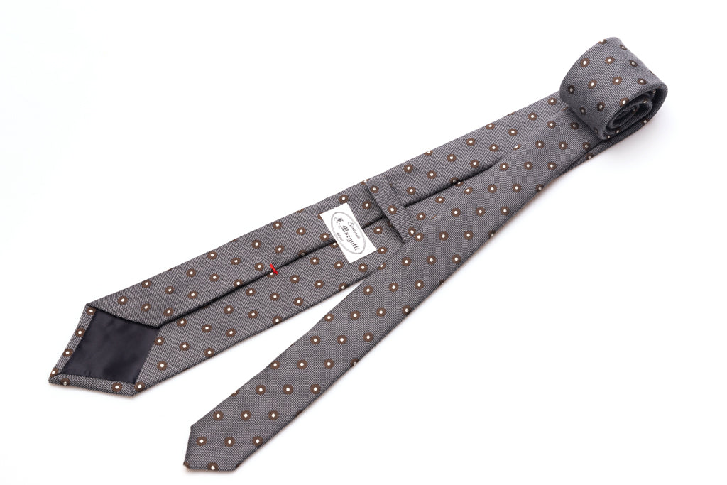 Grijze stropdas van gemengde wol en zijde