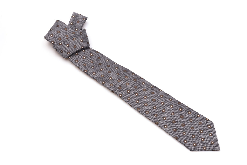 Grijze stropdas van gemengde wol en zijde