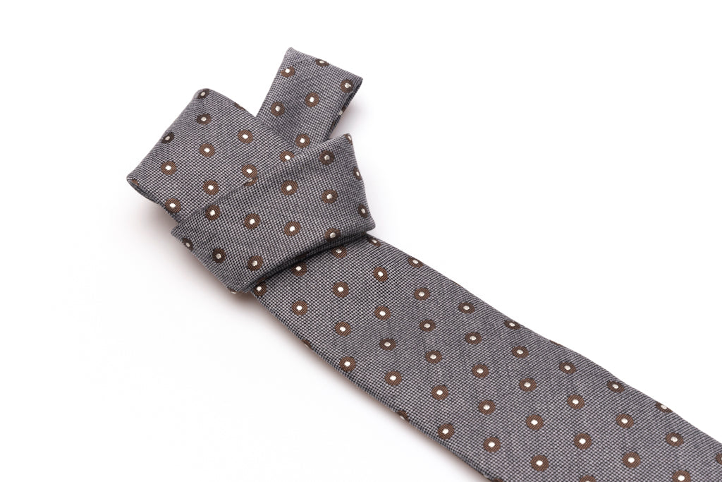 Grijze stropdas van gemengde wol en zijde