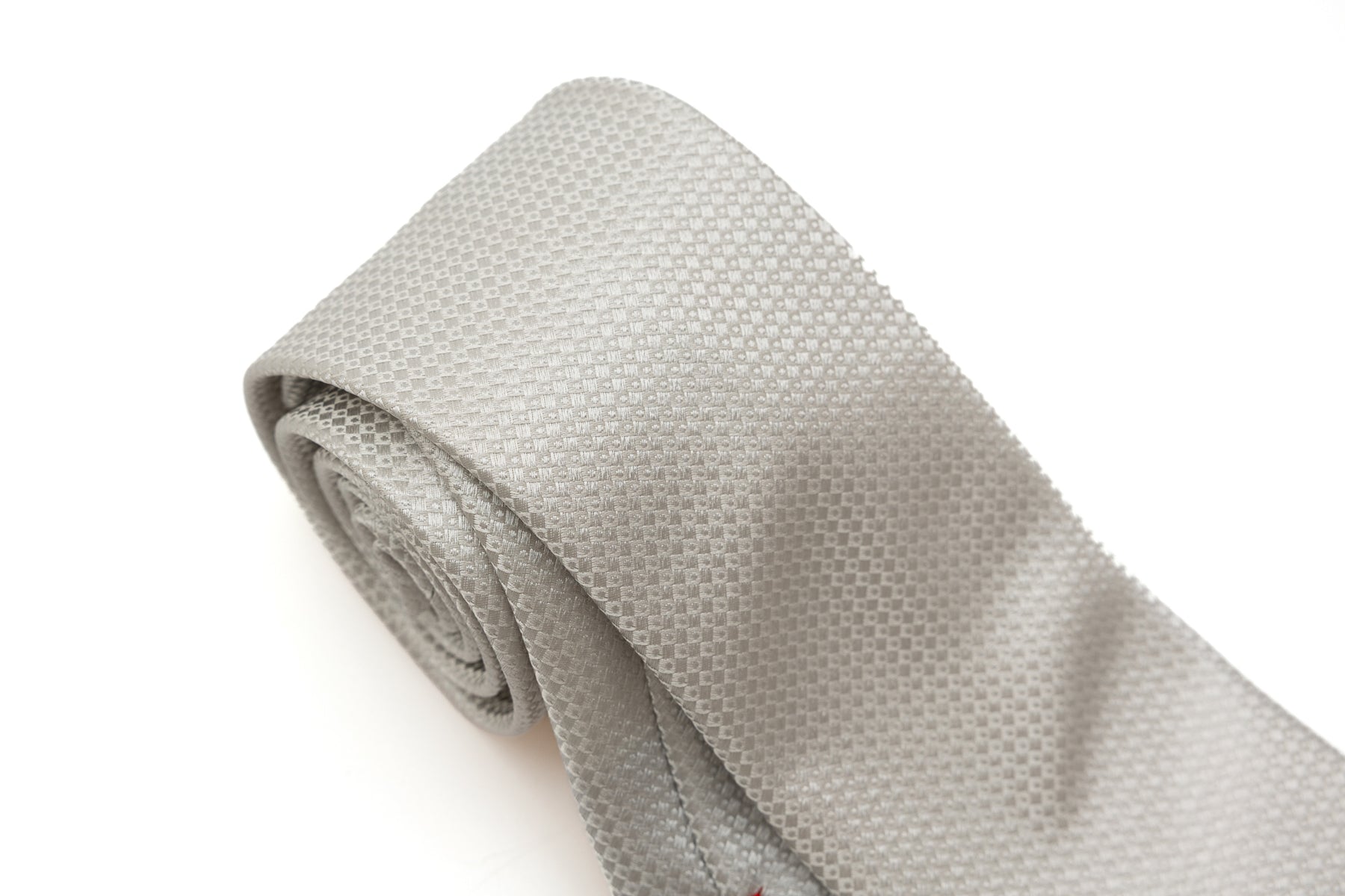 Embroidered pearl gray tie in pure silk