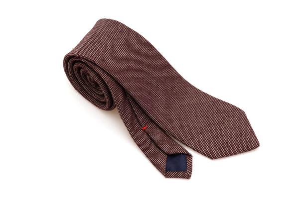 Corbata marrón con bordado ligero de lana pura