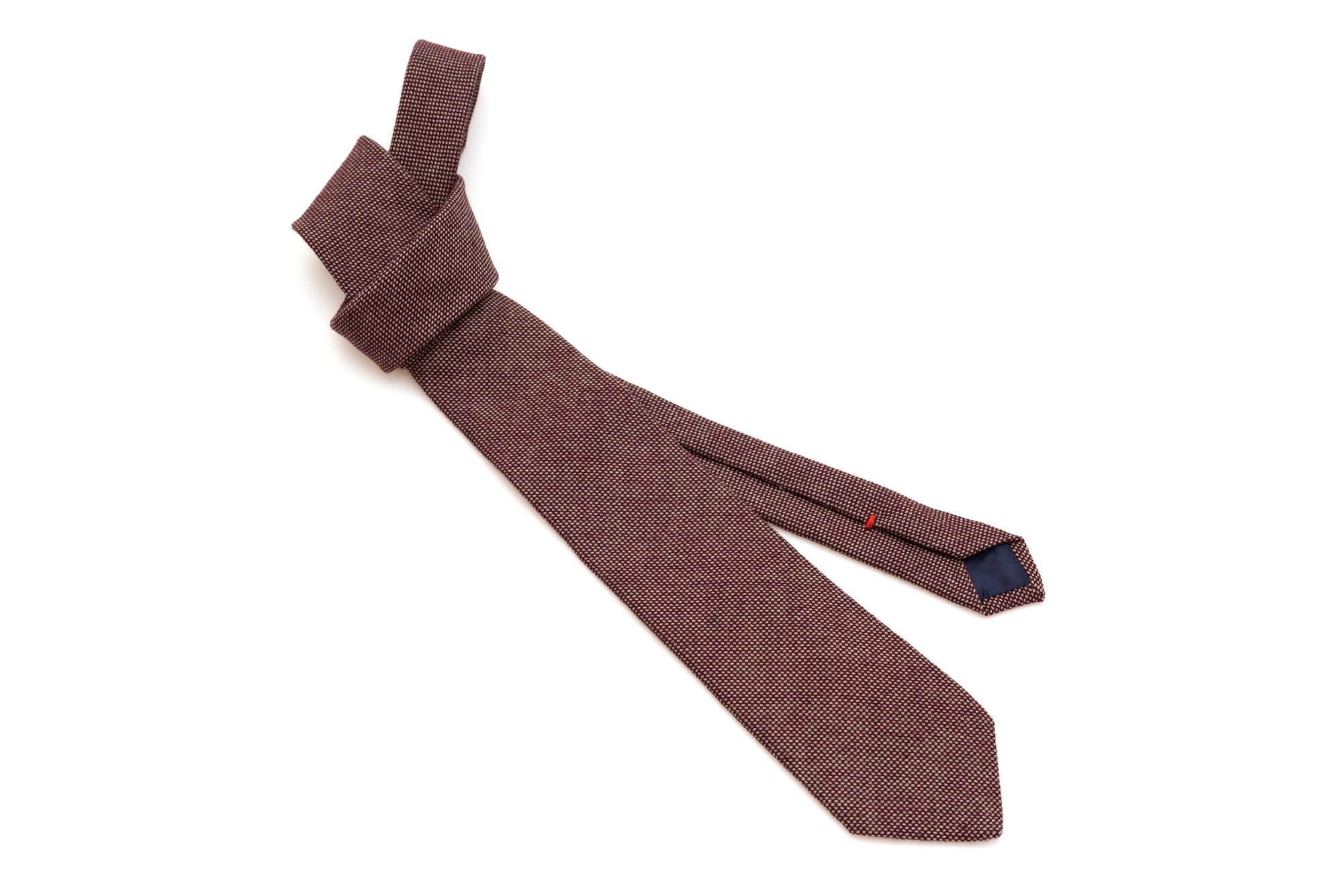 Brown tie with light embroidery pure wool