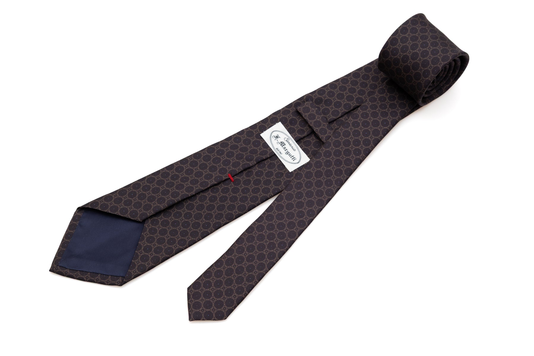 Brown basic tie with geometry 100% silk