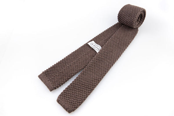 Cravatta artigianale sartoria fatta a mano marrone cashmere