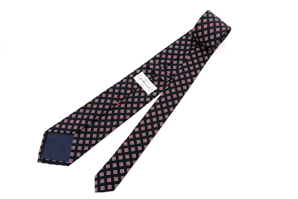 Black tie with burgundy micro-pattern pure wool