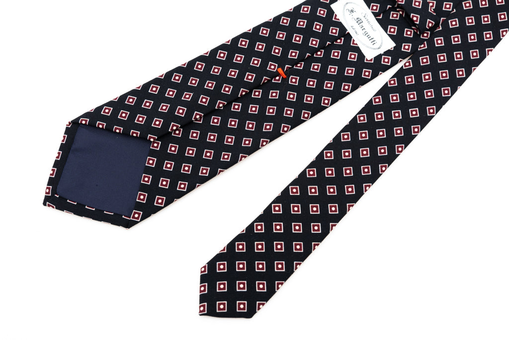 Black tie with burgundy micro-pattern pure wool