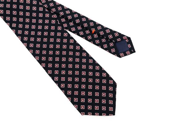 Black tie with burgundy micro-pattern pure wool