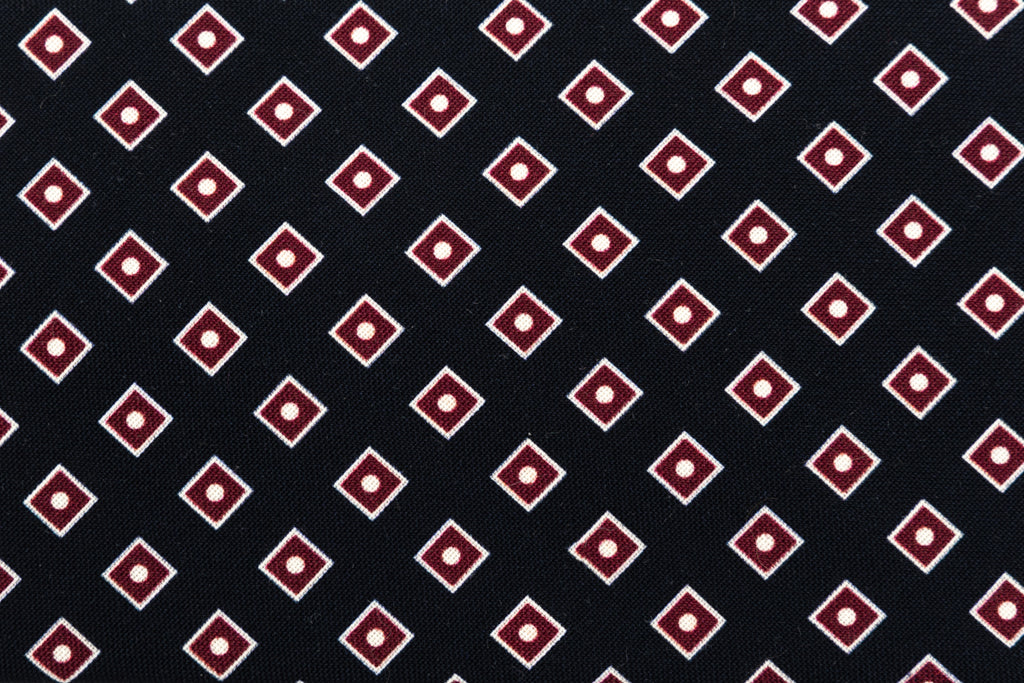 Black tie with burgundy micro-pattern pure wool