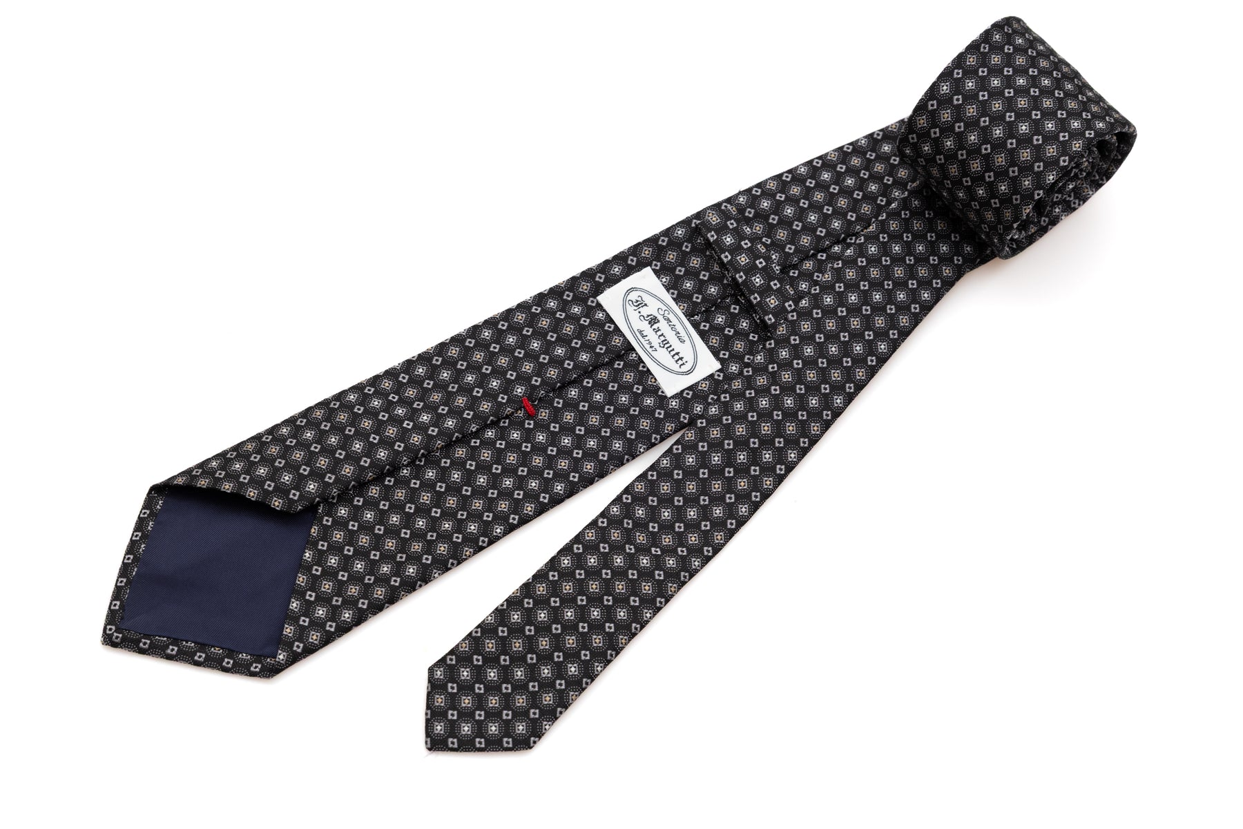 Cravatta nera in seta pura con motivo chiaro