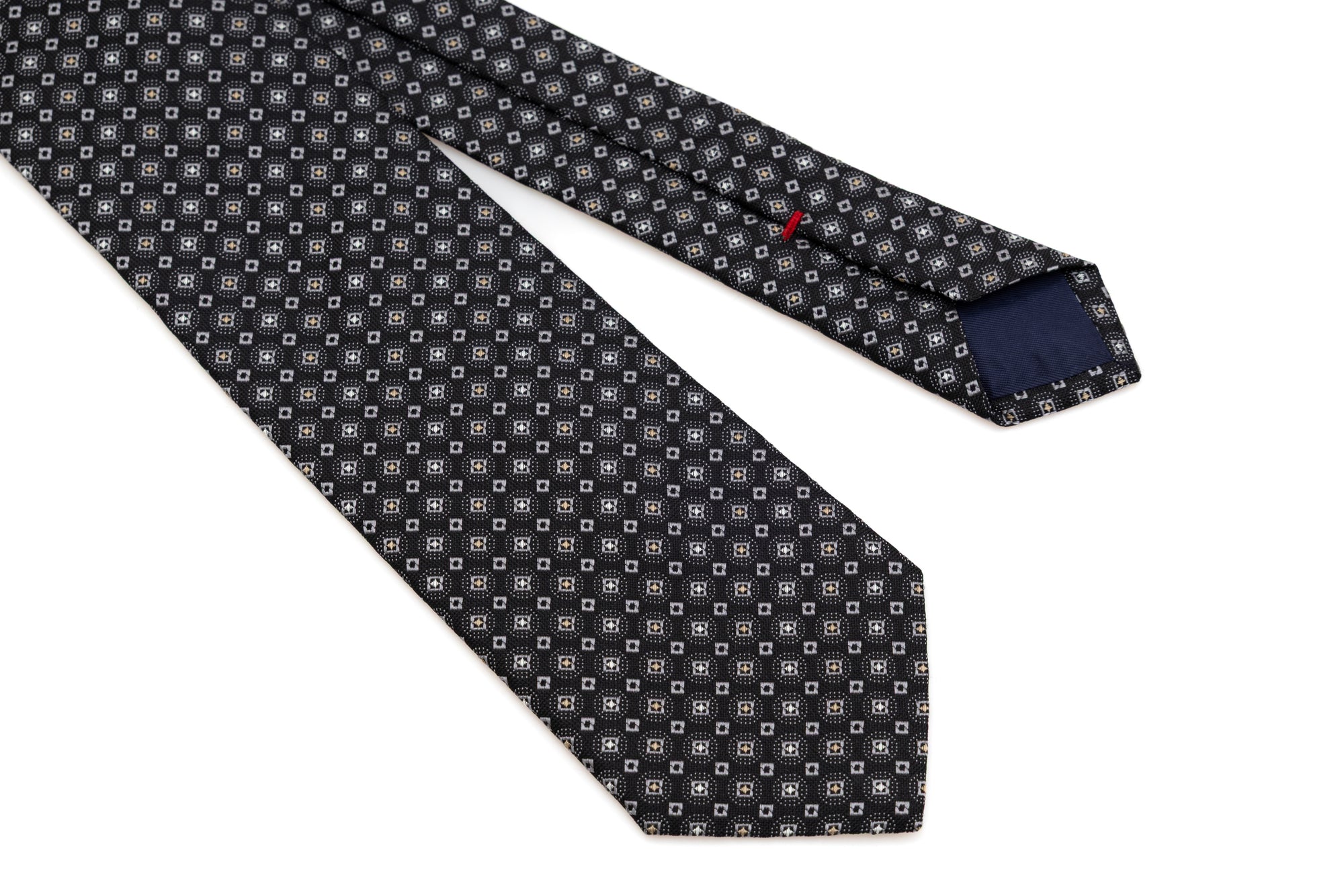 Cravatta nera in seta pura con motivo chiaro